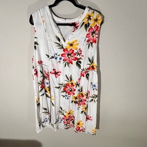 Old Navy White Floral V-Neck Sleeveless dress. Cottagecore boho EUC